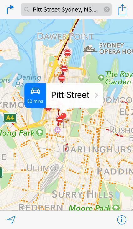 Pull it back in the same way to make it flat again Maps app Other map features Tap the arrow at bottom left > a blue dot shows your location.