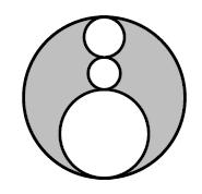 31. Three circles have their centers on the diameter of a fourth circle as shown below. The largest circle has a diameter of 20 units.
