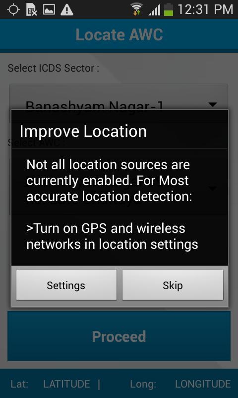 If the GPS is not stable, an alert appears,
