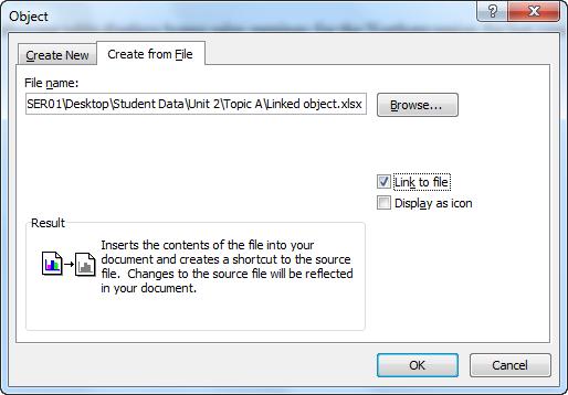 Objects and backgrounds 2 5 Inserting existing files as objects Explanation In addition to creating objects in Word, you can insert existing files as objects.