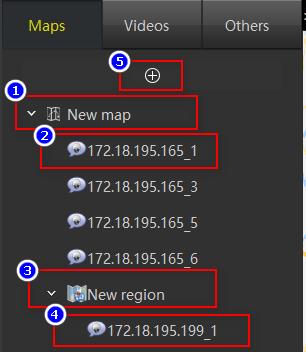 Figure 2-4-1-1 1 Map elements, first level, drag and drop cameras and the other list elements into the preview map.