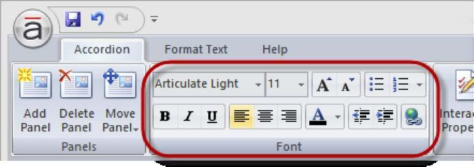Formatting Text The first tab on the Engage ribbon (which corresponds to the type of interaction you're building) includes the most common text