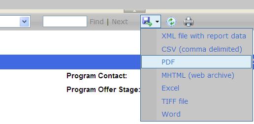 VIEW/PRINT A PROGRAM OFFER 1. Open a program offer. 2. Click on Reports in the top toolbar. 3. Select Program Offer Report from dropdown. 4.