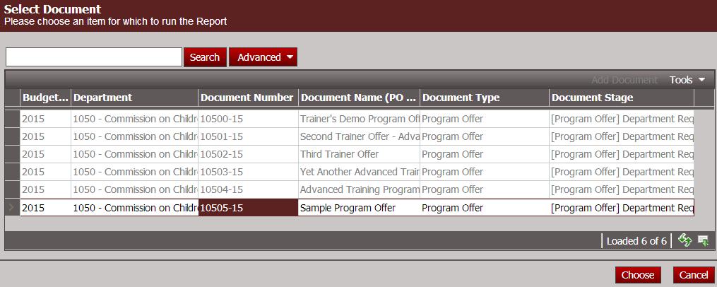 Program Offer Report This report is another way to print a single program offer report (without having to open the program offer itself). 1. From the Report Center, click Run Report.