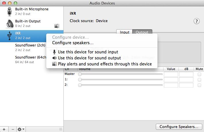 8 Application Guide OS X and itunes 1. Open the Utilities folder in the Applications folder, and double-click Audio MIDI Setup. Then open the Audio Devices window. 2.