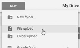 UPLOADING FILES You may upload files or folders from your local computer or your SBCUSD network space into Drive. UPLOAD FILE 1.