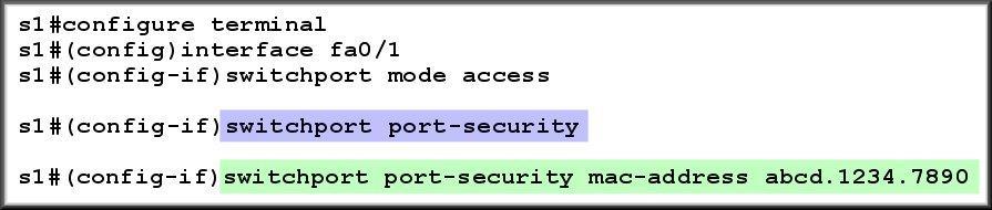 Configuring Port Security Configure Static Port