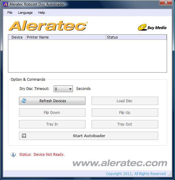 Getting to know the Aleratec Autoloader application 1. Once you ve run the Aleratec RoboJet Disc Autoloader Application, the program will automatically scan for an autoloader equipped printer.