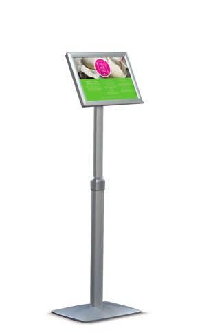 66 Free Standing Flexible Menu Board This functional free standing board features a snap frame for quick graphic changes and adjustable height, tilt and orientation.