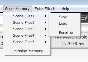 Scene Memory iiinitialize Memory item Use to clear all five scene memories. For details, see Resetting all scene memories on page 16. The BUFFER SIZE item on the EXPERT page is not saved.