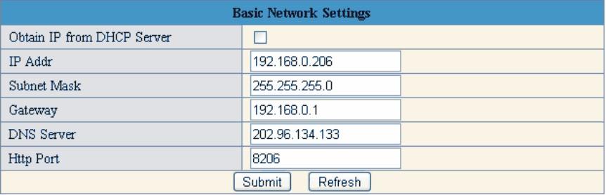 DNS: Enter DNS IP address provided by your ISP (Internet service provider). Http Port: Enter the input port number, default as 80.