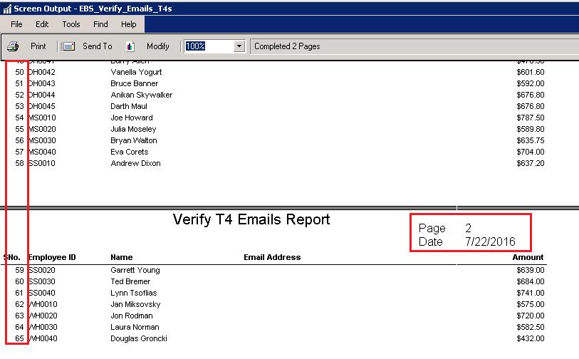 The Verification and email log reporting will no longer restart the sequence number on the next page if the report contains multiple pages.