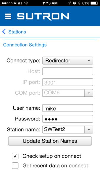 connection settings).