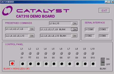 The following steps should be followed to control the CAT30DB demo board from the PC: a) Connect the CAT30DB board to the PC serial port through a cable with 9-pin connectors (extender type).