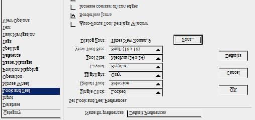 d. Set Dialog Box Fonts In Workspace Preferences, under the Look and Feel category, the Dialog Font setting determines the font for dialog boxes.