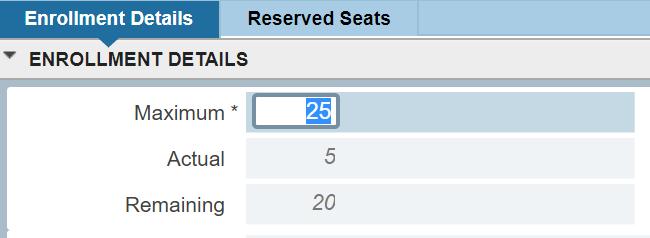 Clicking on the Delete Reserved Seats icon will delete ALL Reserved Seats rules. Once a set of rules has been saved only the Reserved Maximum can be adjusted.