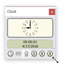 Tools icon Choose to display analog clock, digital clock, or both. Resize the clock using the sizing handles. Select the Count Down or Count Up option to access the timer.