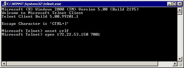 To correct the Telnet application setting for this session, follow the procedure below on the host PC: a. Start > Run > type telnet, click OK. b. Type the unset crlf command.