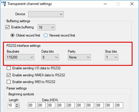 Transparent channel configuration settings Buffering settings (common to all ports) Buffering settings are the same for all ports configured as transparent channels.