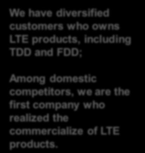 LTE products test of Alcatel-Lucent in North America; We could