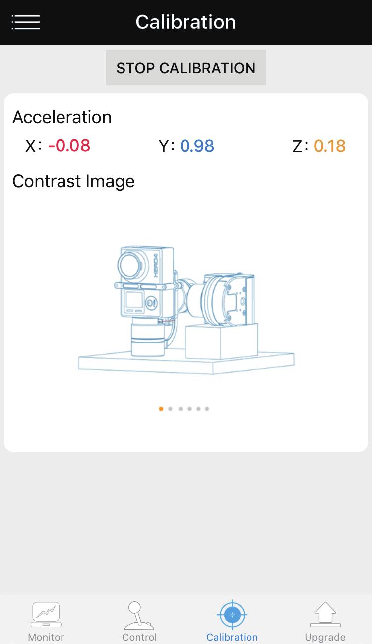 CONNECT TO YOUR GIMBAL REMOTE CONTROL The control page allows you to remotely control your EVO SP-PRO. You can put the gimbal into Standby mode by powering the motors ON/OFF.
