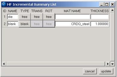 Chapter 1: Draw Forming Step 2: Update die as a tool type component using table summary macro 1. From the macro menu under Incr, choose Form, and click List.