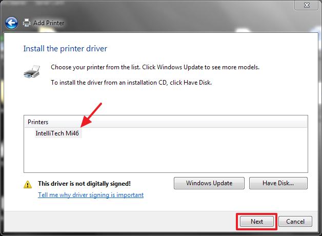 14. The Install From Disk window will reopen. Click on the OK button. 15. The Install the printer driver window will appear.