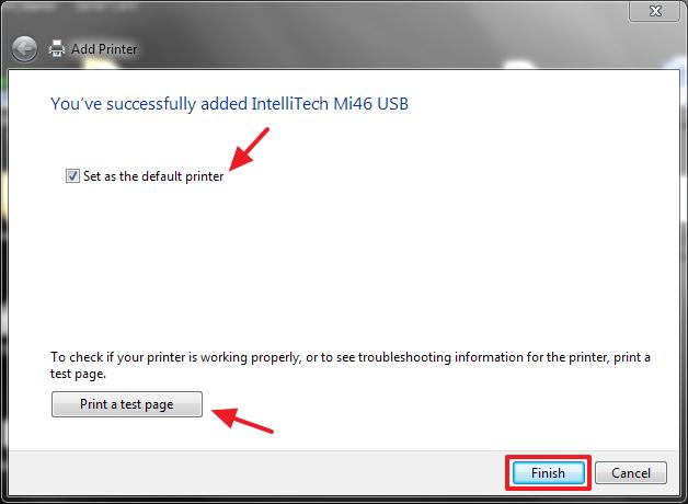 Windows will notify you that the IntelliBar printer has been successfully added to your system.