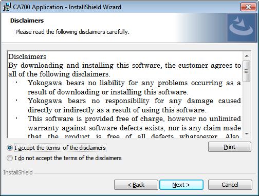 4 Installing and Uninstalling the Software 4. If you agree with the disclaimers, select I accept the terms of the disclaimers, and click Next.