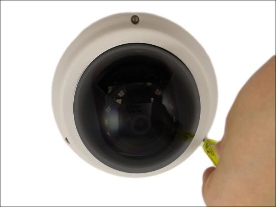 8. Attach the dome cover to the camera by tightening the three (3)