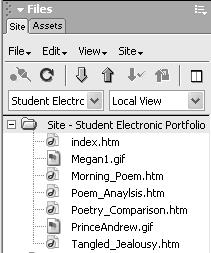 Al's site folder now contains five.htm files.