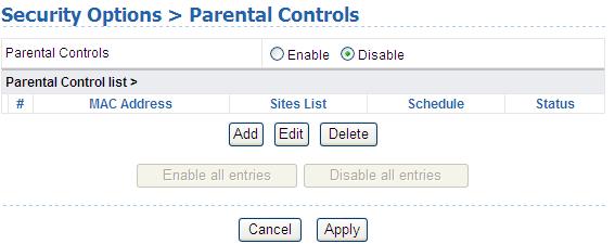 Choose Enable to enable parental controls.