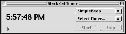 Black Cat Timer 1.0.0b1 October 6, 2001 Black Cat Timer is a timing and scheduling program for the Macintosh. The registration fee is only $9.99.