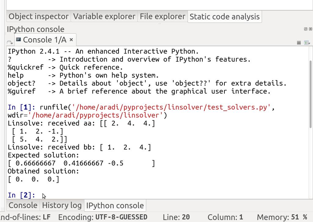 py file in the IPython console (press F8 when the test_solvers.