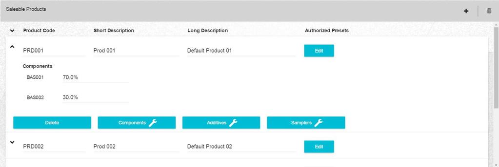Additional changes can be made in the Saleable Products menu, including preset authorization and all features available in the product setup