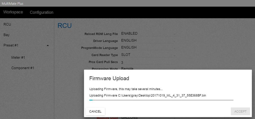 Upload Firmware The MultiMate Plus application allows users to update the firmware of their MultiLoad via Ethernet or Line Controller.