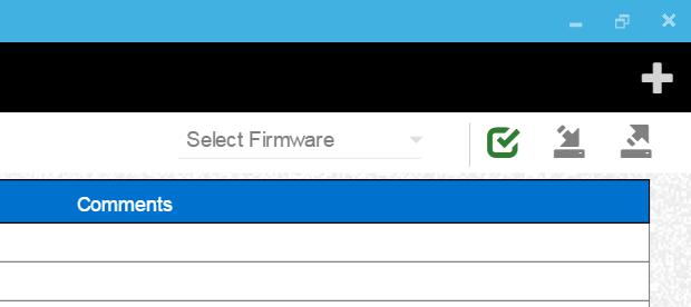 Select up arrow to export to file or device. Selecting firmware identifies functions not available in that version. Select down arrow to import from file or device.