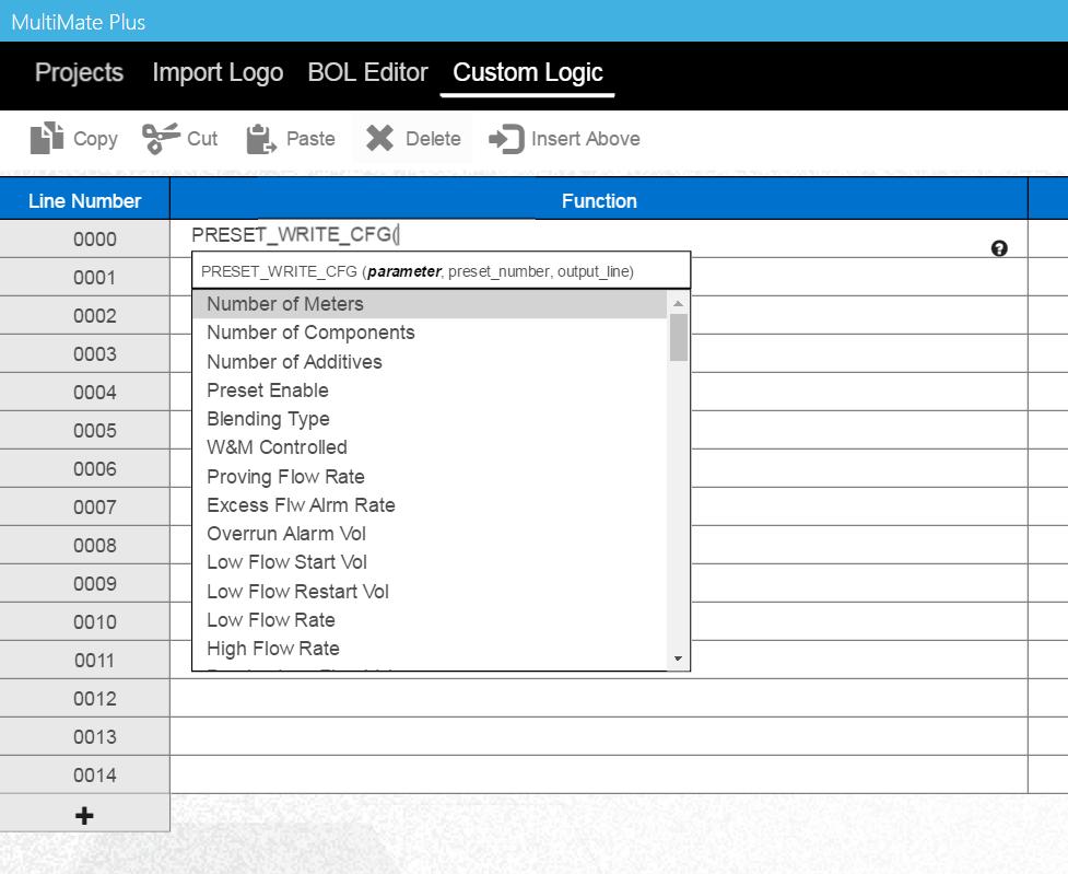 5.5.3 Continuing Configurations The custom logic utility includes editing and comments that are not available on the MultiLoad devices. Function buttons allow for quick editing features.