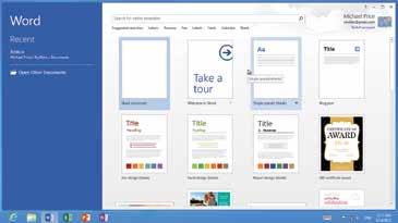 4 Introducing Office 0 Document-based Office applications open at the Start screen with