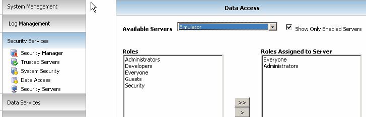 Servers choose Simulator and add the Everyone role or any role epuser1 exists in. Click Save when complete.