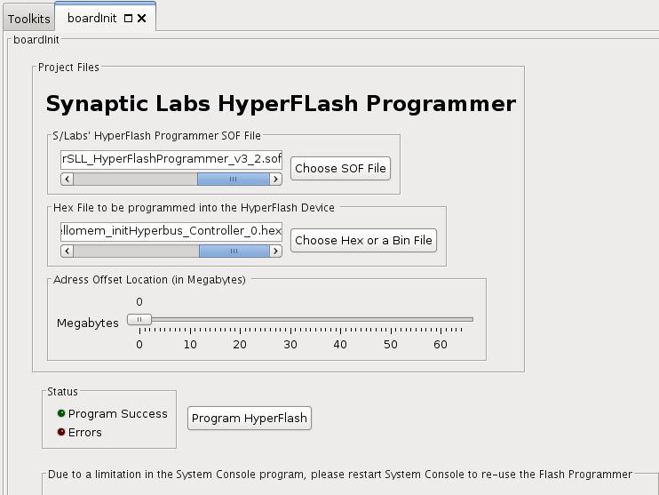 8. Program the HyperFlash device We need to program the firmware into the HyperFlash device using Synaptic Labs' HyperFlash Programmer.