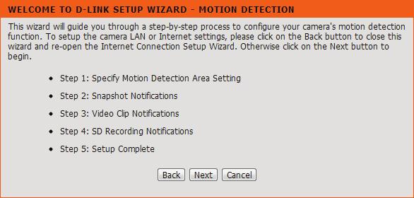This wizard will guide you through a step-by-step process to configure the motion