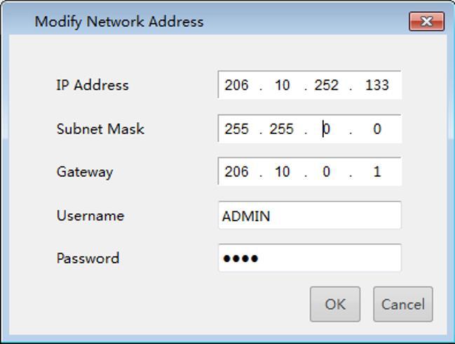 Configure Device Modify Device Address Modify device address info, including IP address, subnet mask or default gateway. Modify one device address 1. Select the device and then right-click.