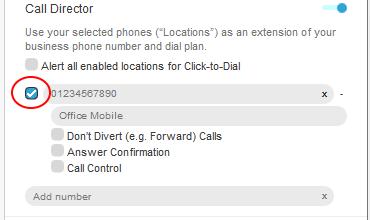 Finally, click on the check-box to the left of the location number to activate it: Outgoing Calls Automatic Callback Select this to receive notification when a busy called party becomes available.