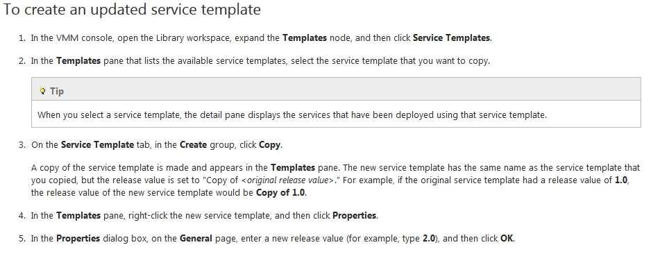 For self-service users, you create a Service offering for Template 1. The users create 20 instances of Templatel. You modify Template 1 in the test environment.