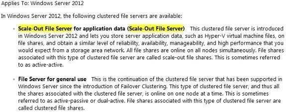 Clustered File Server of the File Server for Scale-Out application data type Correct Answer: D /Reference: http://technet.microsoft.com/en-us/library/hh831349.