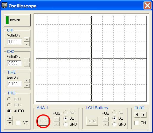Configuration Comms. Oscilloscope Use this function to open the real time oscilloscope display and monitor the input voltages for any of the logger analog channels.