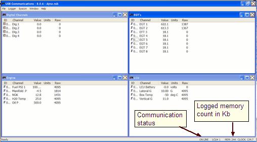 Start Logger Use this option to manually start logging data while monitoring channels in the USB COMMS module. It is helpful for verifying logger download paths and setups prior to a outing.
