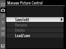Delete Delete custom Picture Controls.