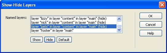 16) Add a similar behaviour for each of the layers in the menu so that the menu layers will remain showing when the mouse is over each one of them.